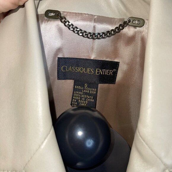 Classiques Entier Vintage Womens Blazer Jacket Size Small Beige Leather - Picture 10 of 10